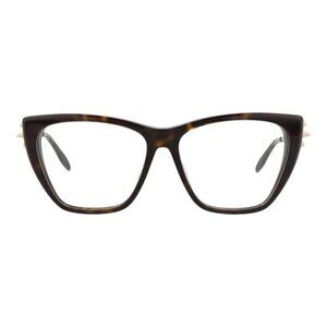 Alexander McQueen Womens Cat Eye Havana Gold Transparent Fashion Designer